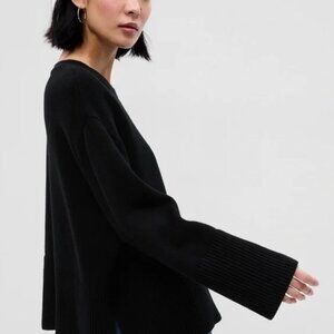 Gap 24/7 Split-Hem Crewneck Sweater Black Size Small